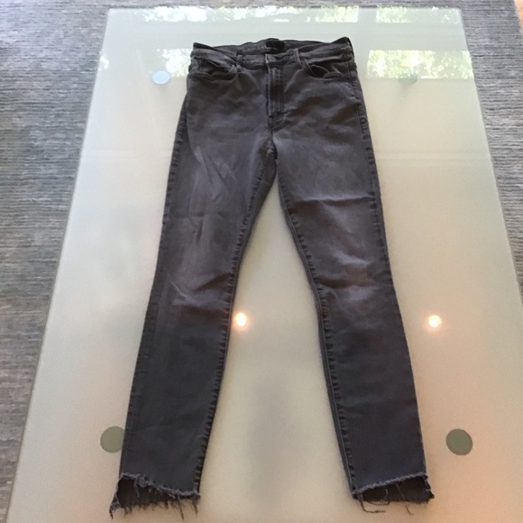 Mother Jeans The Stunner Zip Ankle Step Fray Lighting Up Lanterns Gray Denim 28 - Picture 1 of 6